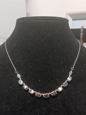 EverTrue Multi Gemstone Necklace in Stainless Steel 4.50 ctw (18 Inches)